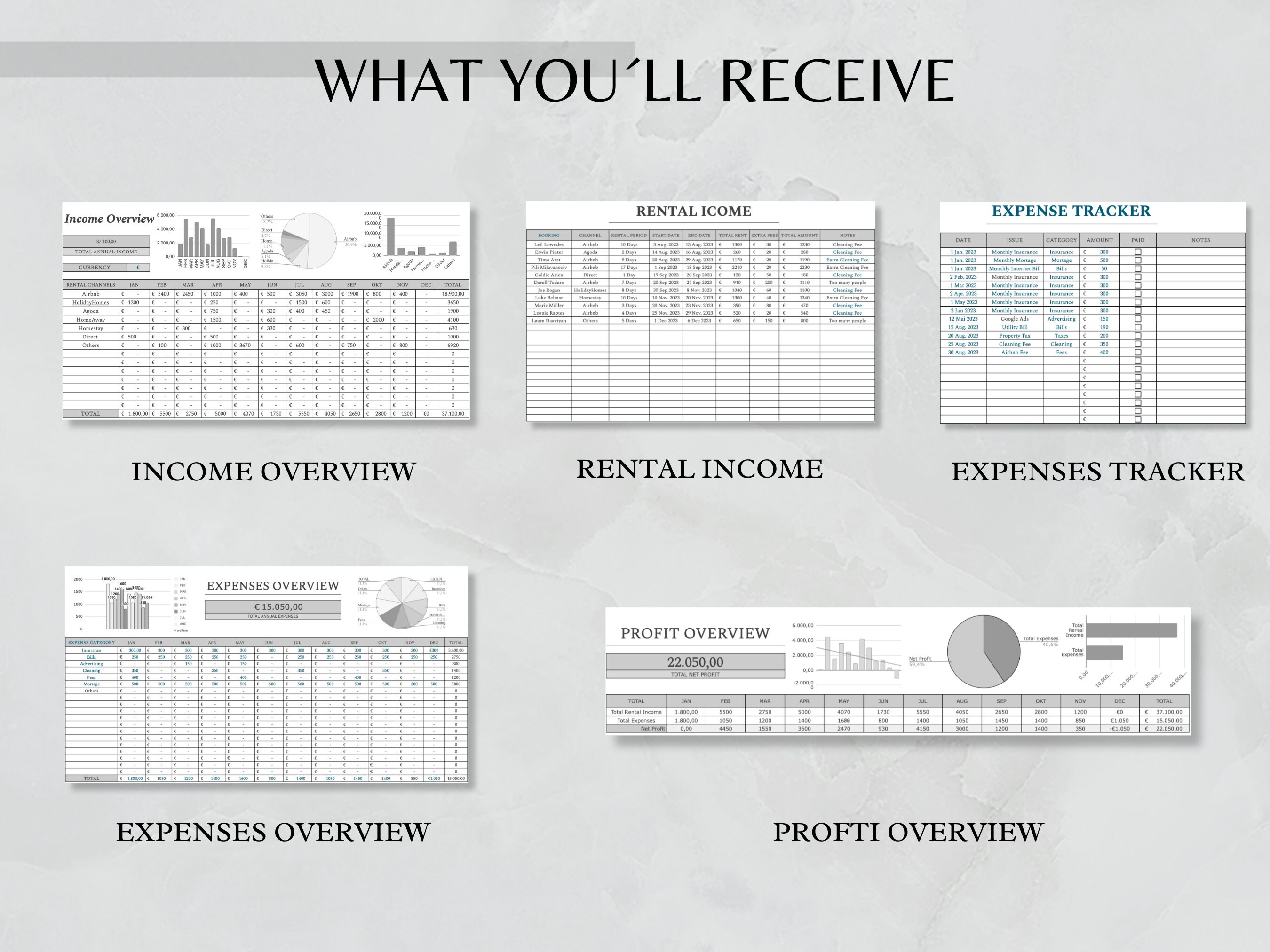 Printable Rental Bookkeeping Airbnb Rental Income & Expense Tracker | Airbnb Management | Airbnb ...