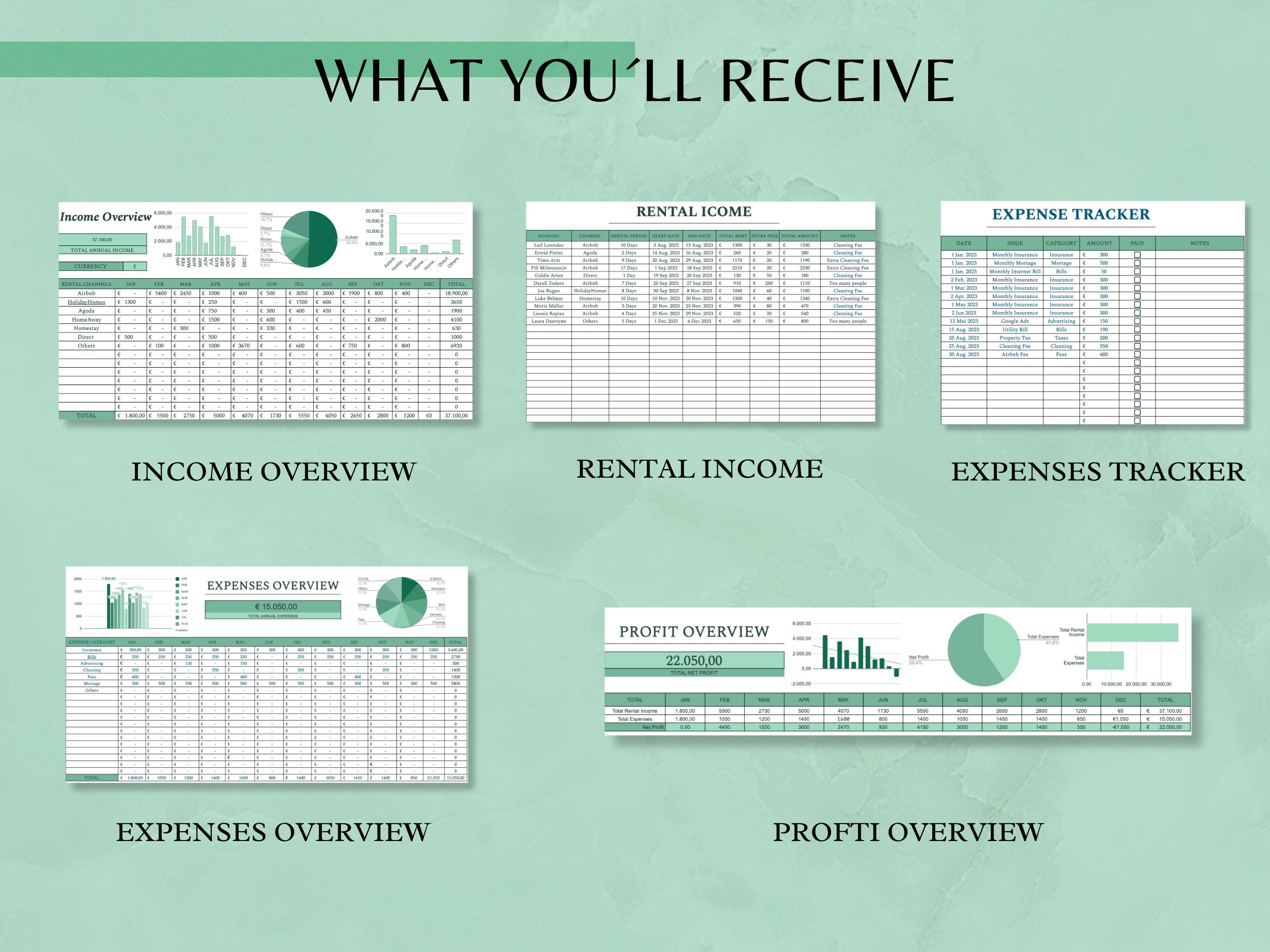 Printable Rental Bookkeeping Rental Property Income & Expense Tracker, Airbnb Management Spreadsheet ...