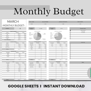 Monthly Budget Google Sheets Spreadsheet Template, Small Business Expense Tracker, Budget by Paycheck, Debts, Bills and Savings Planner