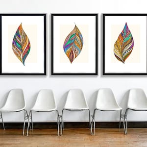Neutral Wall Art Prints, Botanical Art, Set of 4 Leaf Plant Prints, Minimalist Modern Bedroom Living Room Wall Decor, Printable Art