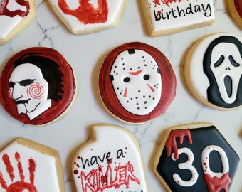 Horror Movie Birthday Sugar Cookies, Killer Birthday Cookies