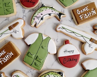 Gone Fishing Sugar Cookies, Cookies for Dad, Trout Cookies, Fathers Day