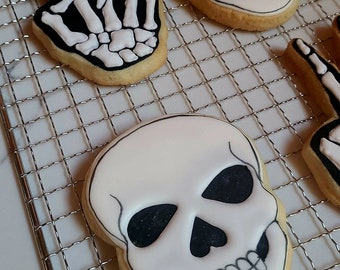 Skull & Peace Halloween Sugar Cookies, Skeleton Cookies, Skull Cookies, Peace Cookies