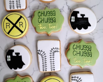 Train Birthday Sugar Cookies, Train Cookies, Railroad, Chugga Chugga Two Two