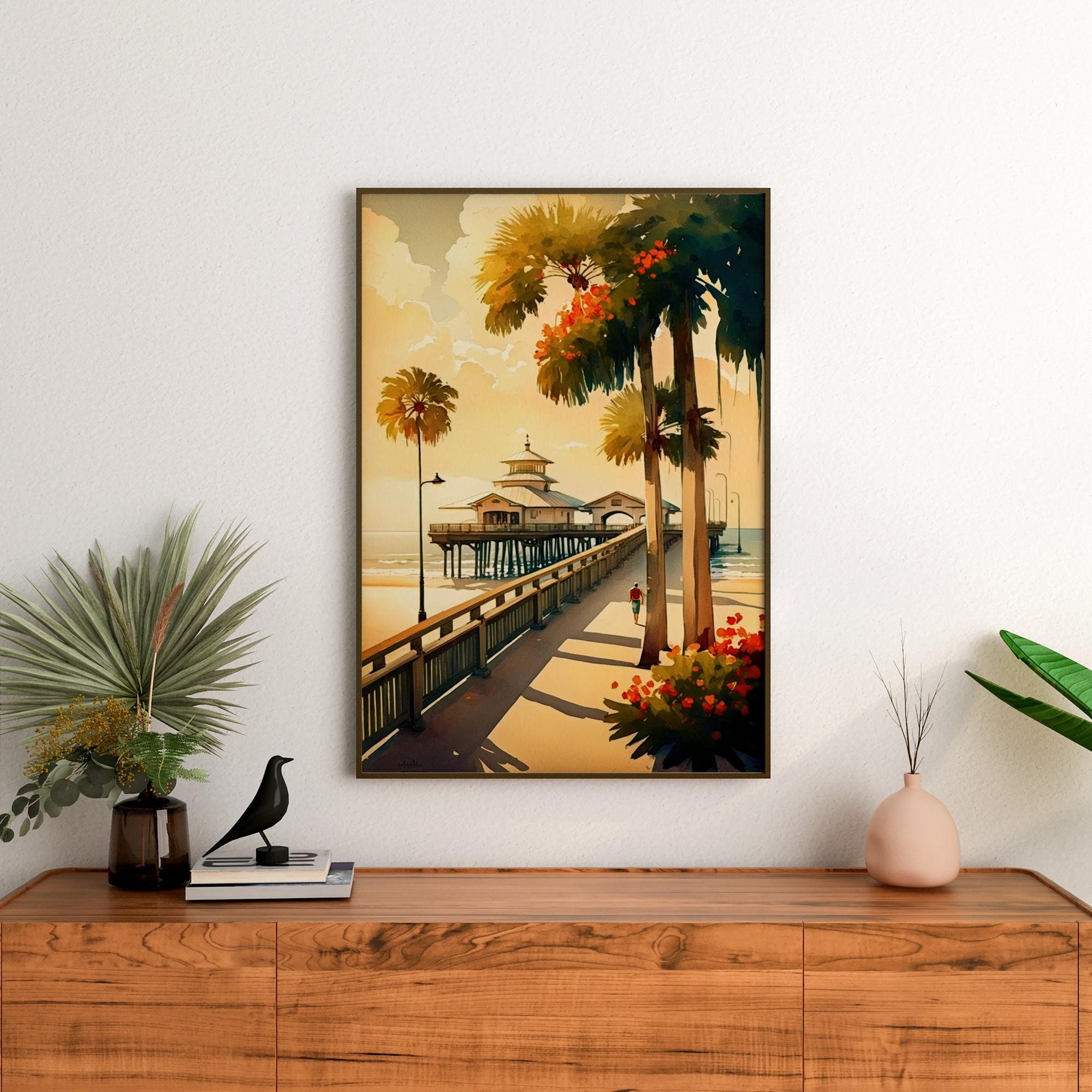 Clearwater Beach Florida Watercolor Wall Art Large Beach Art Etsy