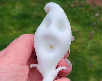 Ghosty Glass Spoon Pipe: Hand Blown Boro Glass