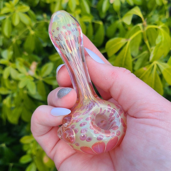 Inside Out Gold Fumed Glass Dotted Spoon with Flower