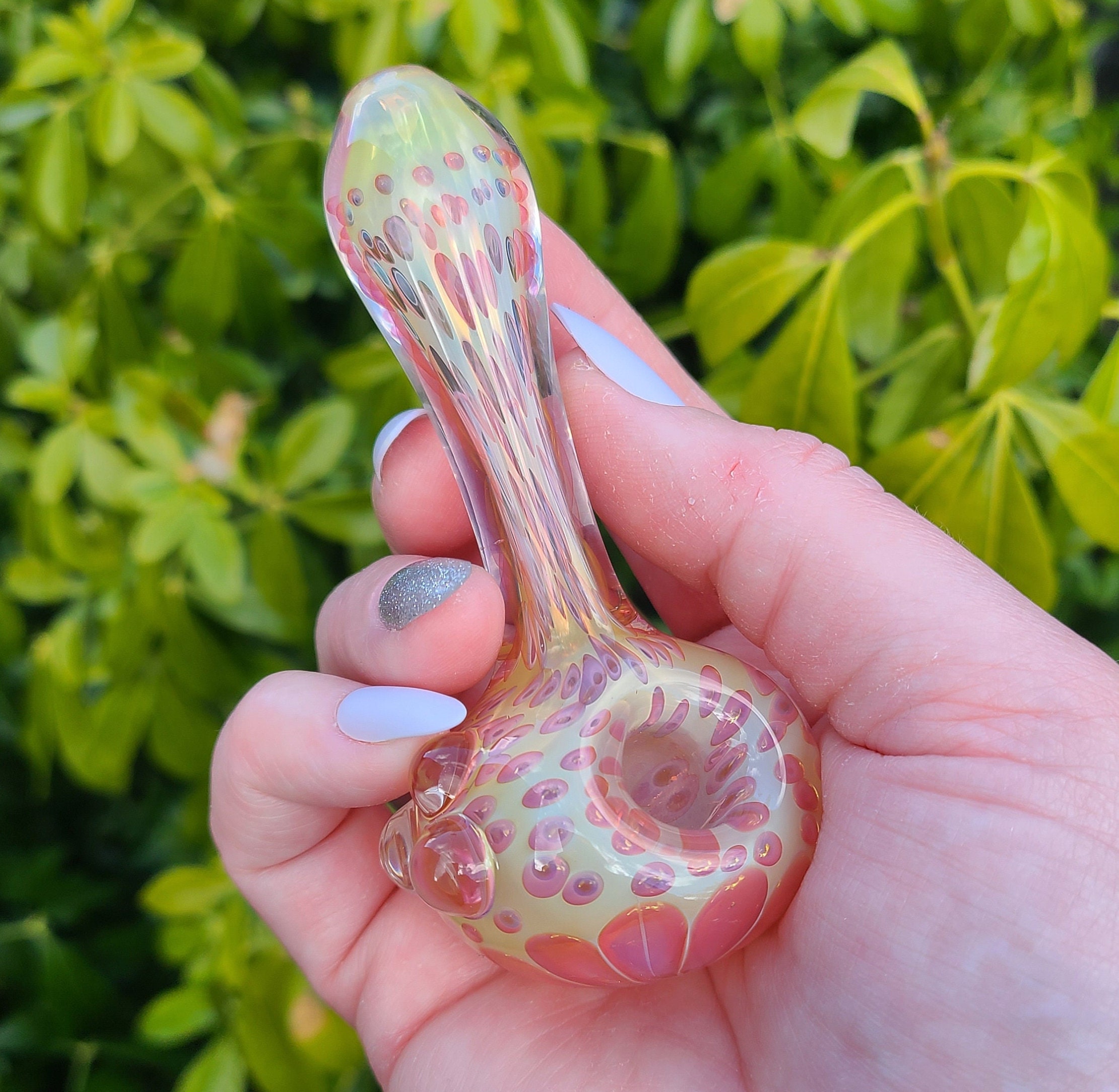 Silver and Gold Fumed Spoon Pipe by Lame P. Glass - Elev8