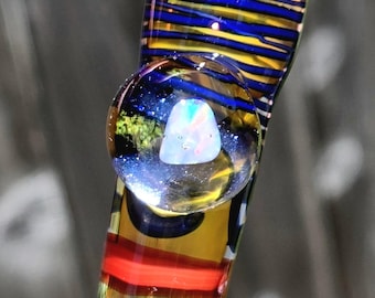 Confetti Glass Chillum One Hitter with opal