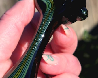 Black Spoon with Glitter, Rasta, Rainbow, Red, Green or Purple Color Lines. Customization available!