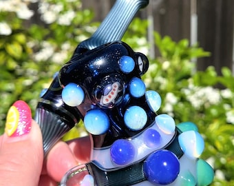 One-of-Kind Heady Side Car with Neptunium Glass, Large Opal with Glow and UV Glass