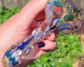 Inside Out Glass Spoon: Color Reversal Tip, UV Glass, Smooth or Bumpy