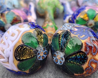 Inside Out Color Glass Spoon with Dichroic Flower