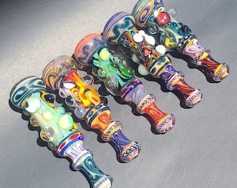 Heady Chillum One Hitter With Reversal, 2 Millis, a Mushroom and Black Light Reactive Glass