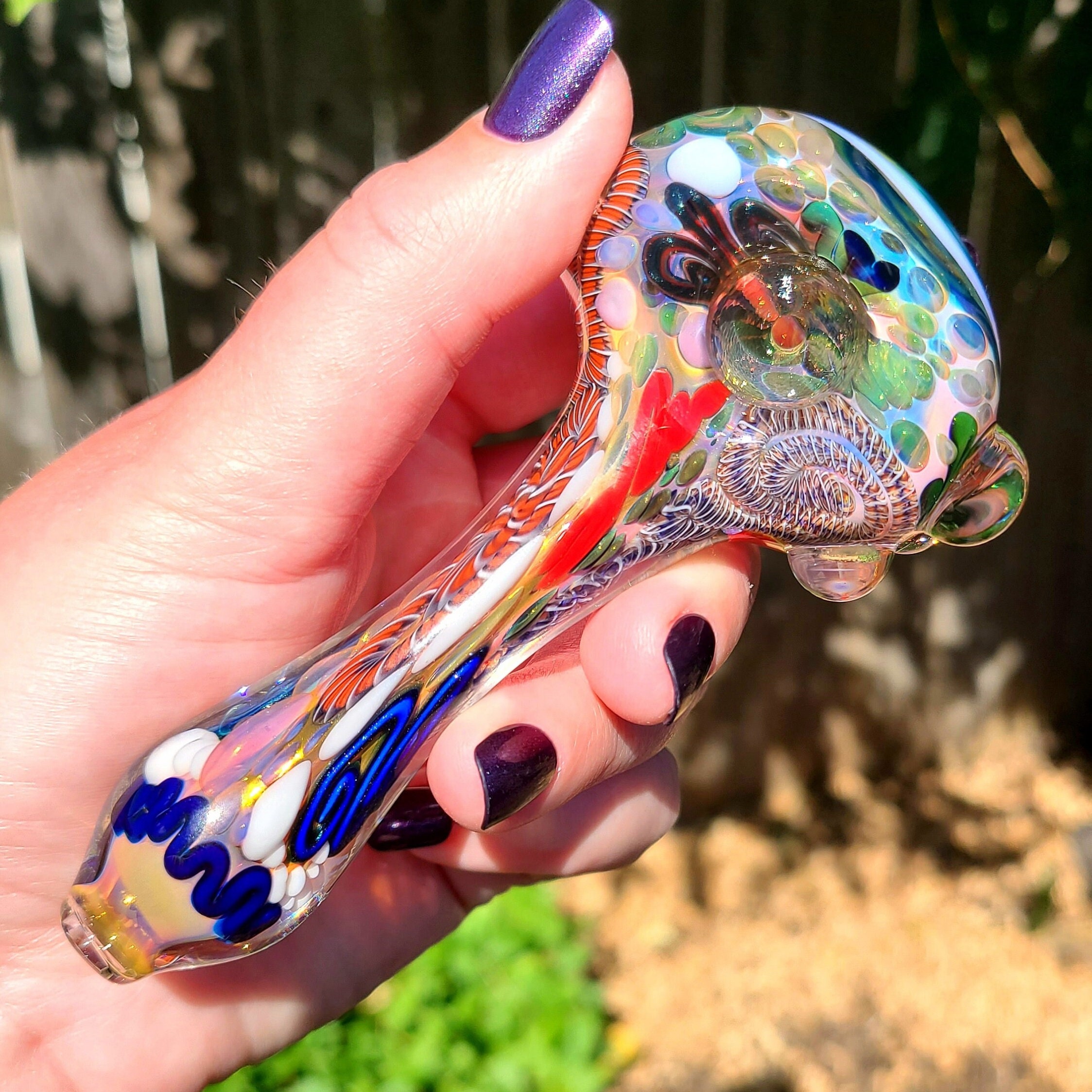 Spoon Bumpy Inside Out Glass Spoon: Color Reversal Tip, UV Glass, Smooth or Bumpy ...