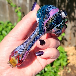 Inside Out Color Glass Spoon with Dichroic Bands, gold/silver fuming and milli options