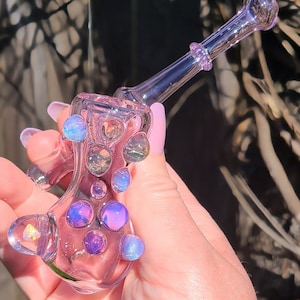 Handmade Sidecar Pipe: Opal & UV Reactive Glass