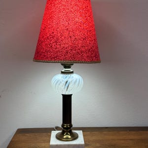 Vintage Fenton Glass White Swirl Glass Lamp