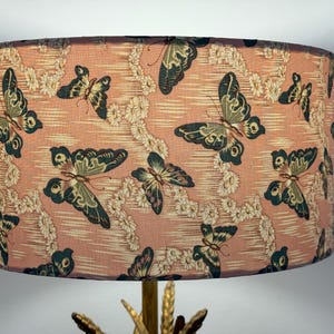 12” Diameter Retro Butterfly Handmade Drum Lampshade