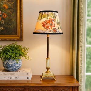 Custom Built Uranium Glass Table Lamp | Upcycled Vintage Lamp | Glows Under Black Light | One of a Kind Accent Lamp