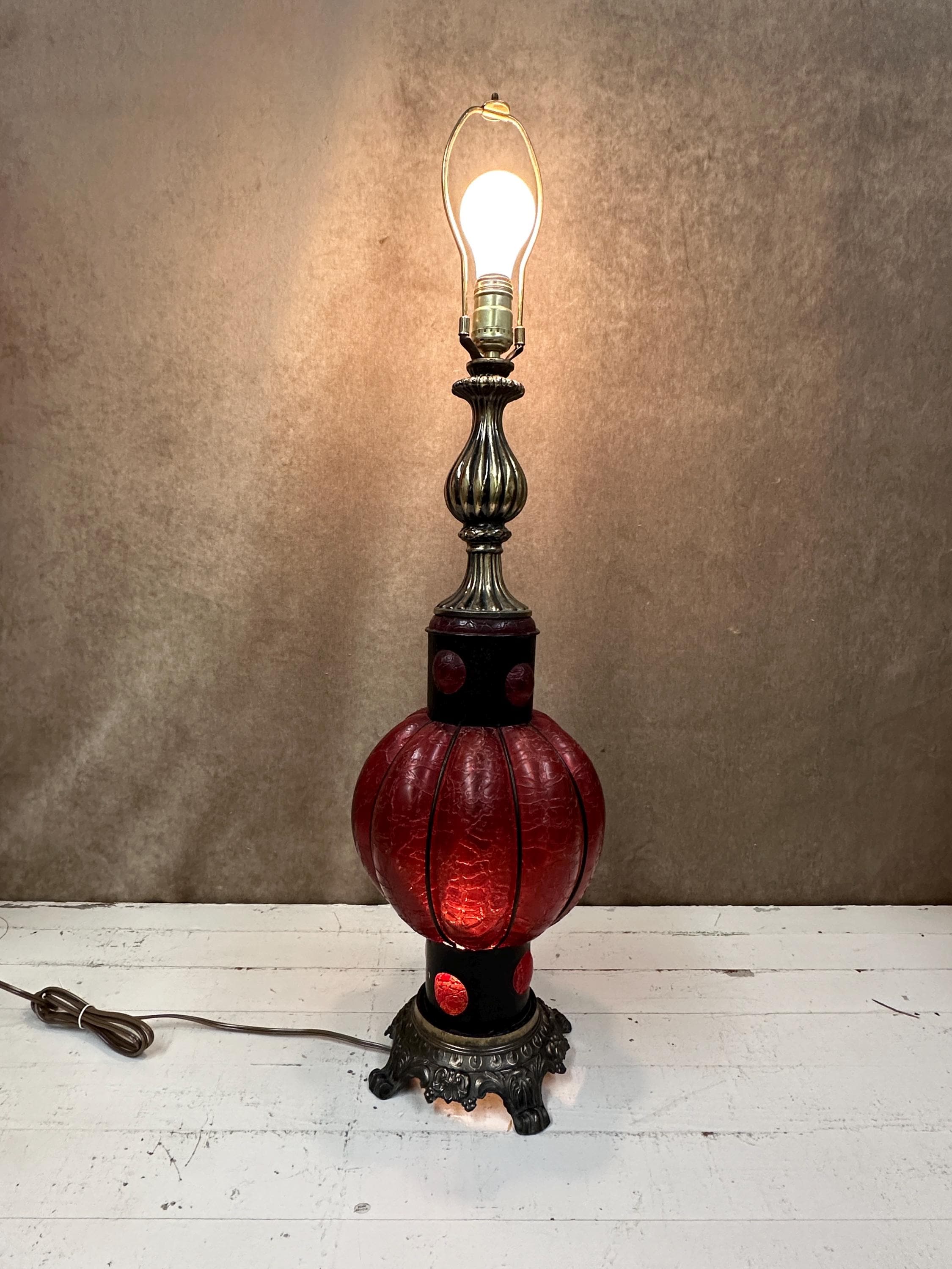 Hollywood Regency Red Glass Lamp With Nightlight - Etsy