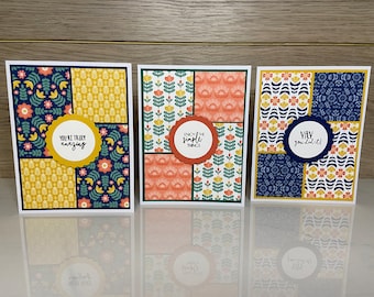 Set of 3 Handmade Cards with Envelopes, You're Truly Amazing / Enjoy the Simple Things / Yay You Did It