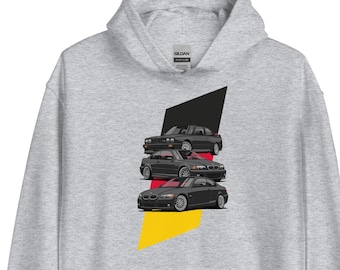 BMW M3 世代パーカー：E30、E46、E92 - ドイツ国旗デザイン