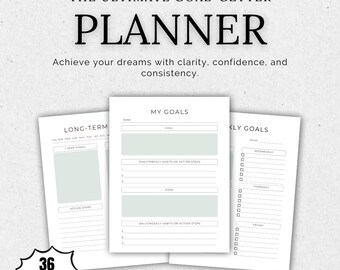 Ultimate Goal-Getter Planner | Goal-Setting and Productivity Workbook | Monthly and Weekly Habit Tracker | Digital Download