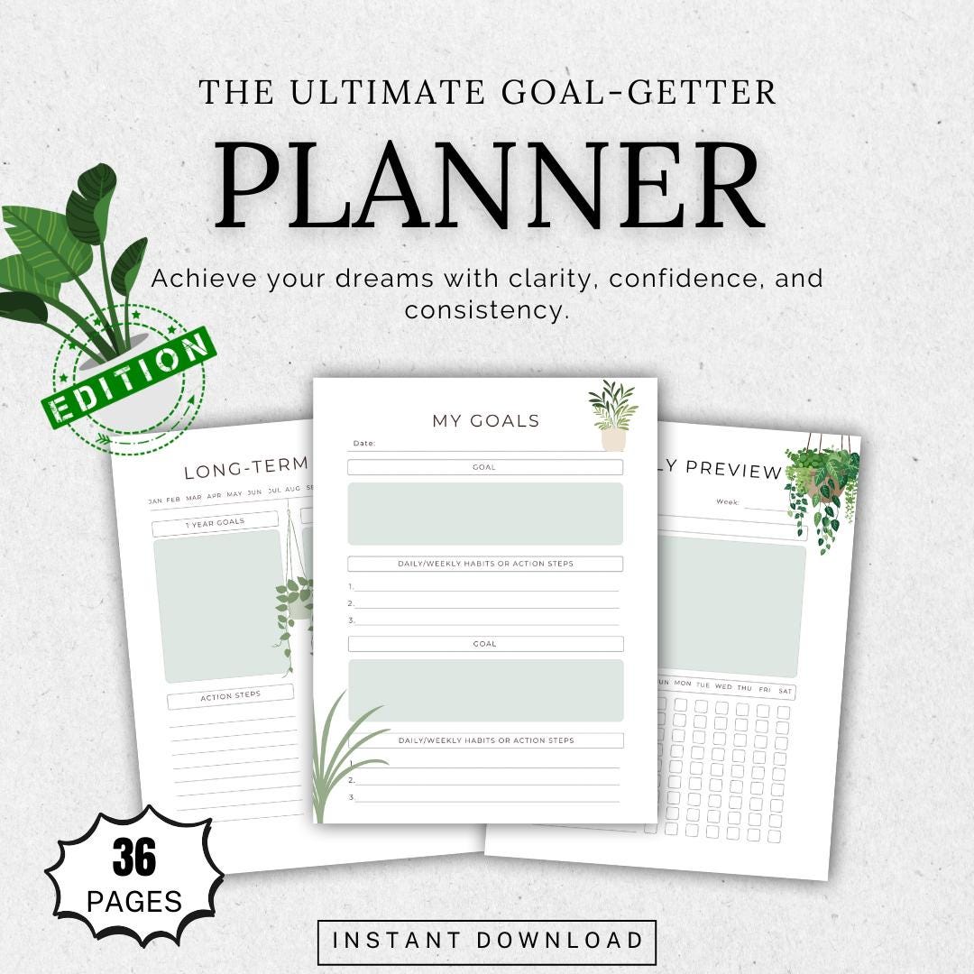 Ultimate Goal-getter Planner | Plant-themed Goal-setting Workbook ...