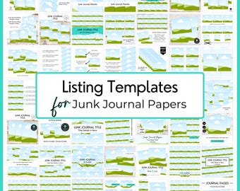 Junk Journal Page Etsy Listing Template, Printable PDF Canva Mockup Bundle, Drag and Drop Digital Digital Product Mockup Templates