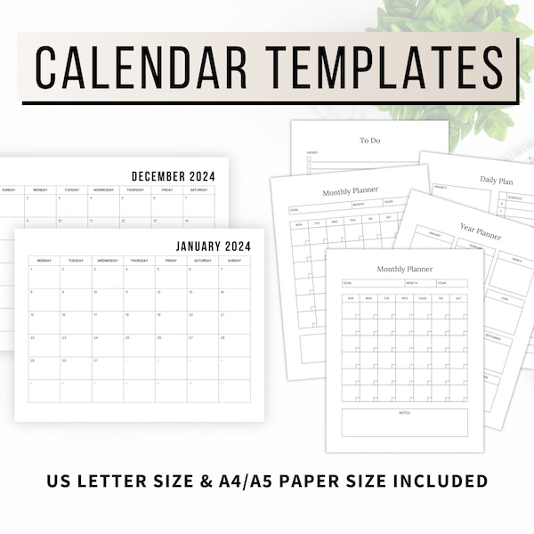 Canva Editable 2024 Calendar Etsy