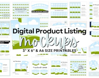 Mockup Bundle Digital Product Listing, A6 Binder Insert, Cash Envelope Savings Challenge, Etsy Printable Mockup Template, Edit in Canva