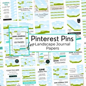 Pinterest Pin Canva Template, Junk Journal Landscape Page Mockup, Social Media Posting Bundle, Digital Downloadable Canva Mockup