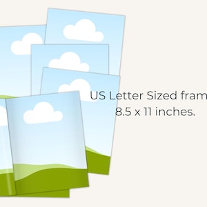 The video templates for Etsy listing templates include custom made US letter frames.