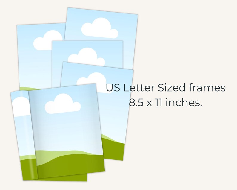 The video templates for Etsy listing templates include custom made US letter frames.