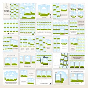 Showing 25 of the 90 Etsy Mockup template pages for A4 digital product mockups.  Neutral designs that can be edited and customized in Canva to suit your digital product branding.