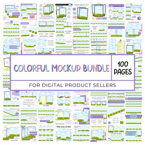 Bunte Auflistungsvorlage, digital herunterladbares Mockup, bearbeitbare Canva Etsy-Auflistungsvorlage, TPT Verkäufer Bundle, druckbares Produktmockup