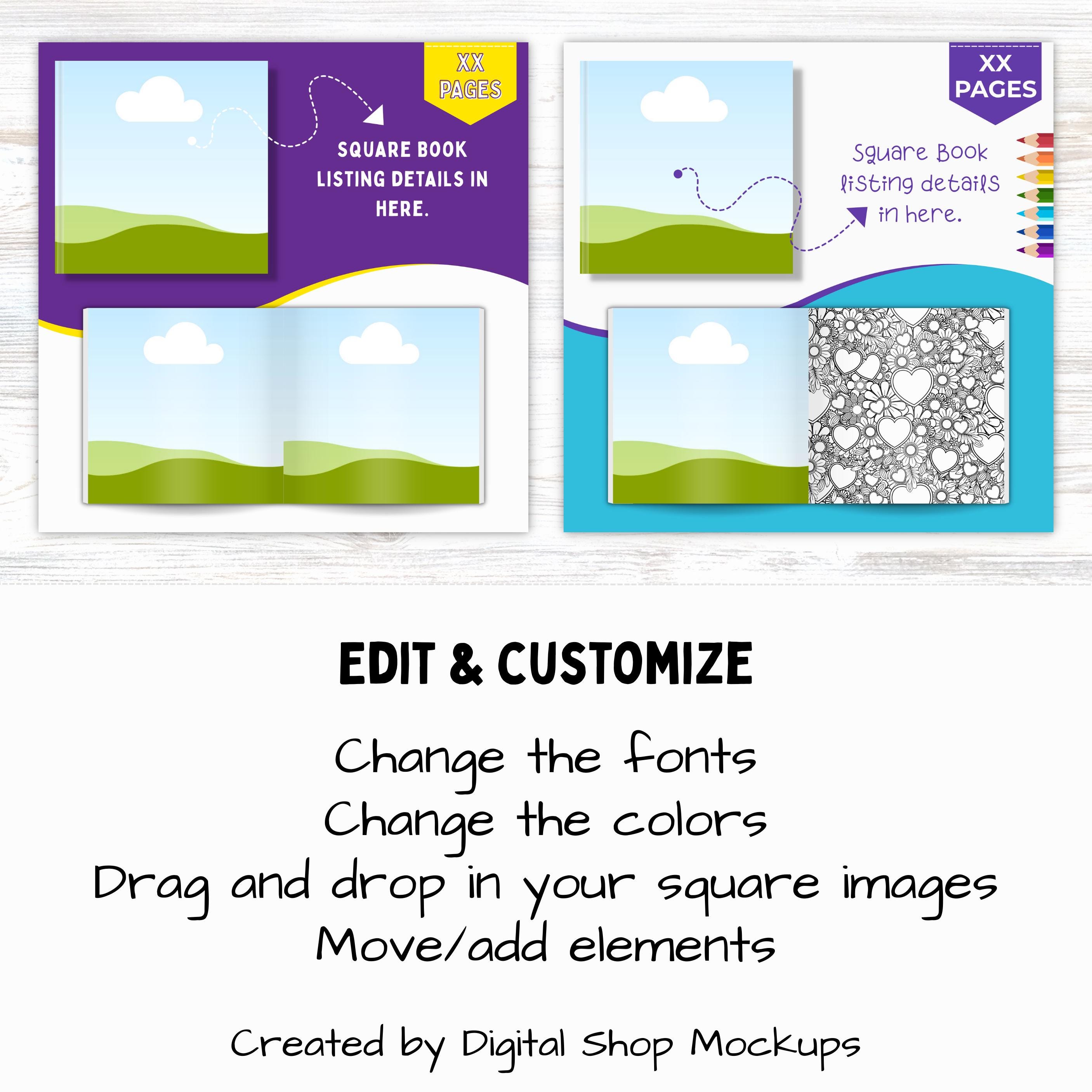 Square Coloring Book Mockup, 8.5 X 8.5 Cover Page, Magazine Mockup ...