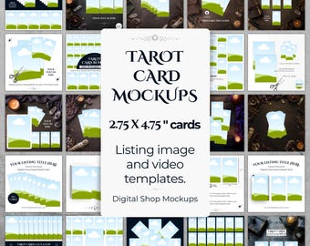 Tarot Card Mockup Etsy Listing Template Digital Product Drag and Drop Canva Editable
