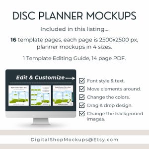 Planner Mockup Canva, Discbound US Letter Digital Product Etsy Listing Template, Journal Page Mockup Bundle, Drag and Drop Canva Design image 8