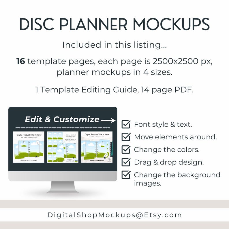 Planner Mockup Canva, Discbound US Letter Digital Product Etsy Listing Template, Journal Page Mockup Bundle, Drag and Drop Canva Design image 8