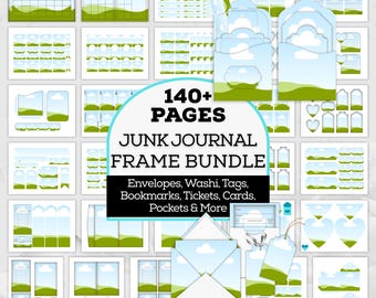 Junk Journal Templates, Canva Folio Template, Drag and Drop Canva Frame Bundle, Printable Ephemera Tags, Junk Journal Kit, Digital Scrapbook