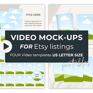 Annonce vidéo Etsy, maquette vidéo imprimable, modèle d'annonce de vente sur Etsy, conception par glisser-déposer, modèle d'animation vidéo sur toile