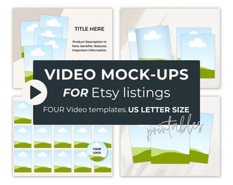 Etsy Listing Video, Video Mockup US Letter Printable, Selling on Etsy Listing Template, Drag and Drop Design, Animated Video Canva Template