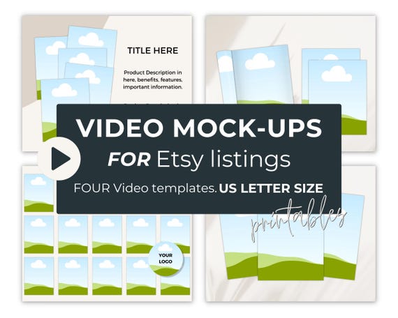 Etsy Listing Video, Video Mockup US Letter Printable, Selling on Etsy Listing Template, Drag and Drop Design, Animated Video Canva Template