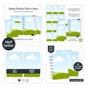 Planner Mockup Canva, Discbound US Letter Digital Product Etsy Listing Template, Journal Page Mockup Bundle, Drag and Drop Canva Design image 4