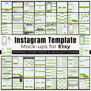 Social Media Mockup Template, Instagram Post Mockup, IG Story, Portrait Instagram Post, Story Highlight Cover, Canva Editable Drag and Drop