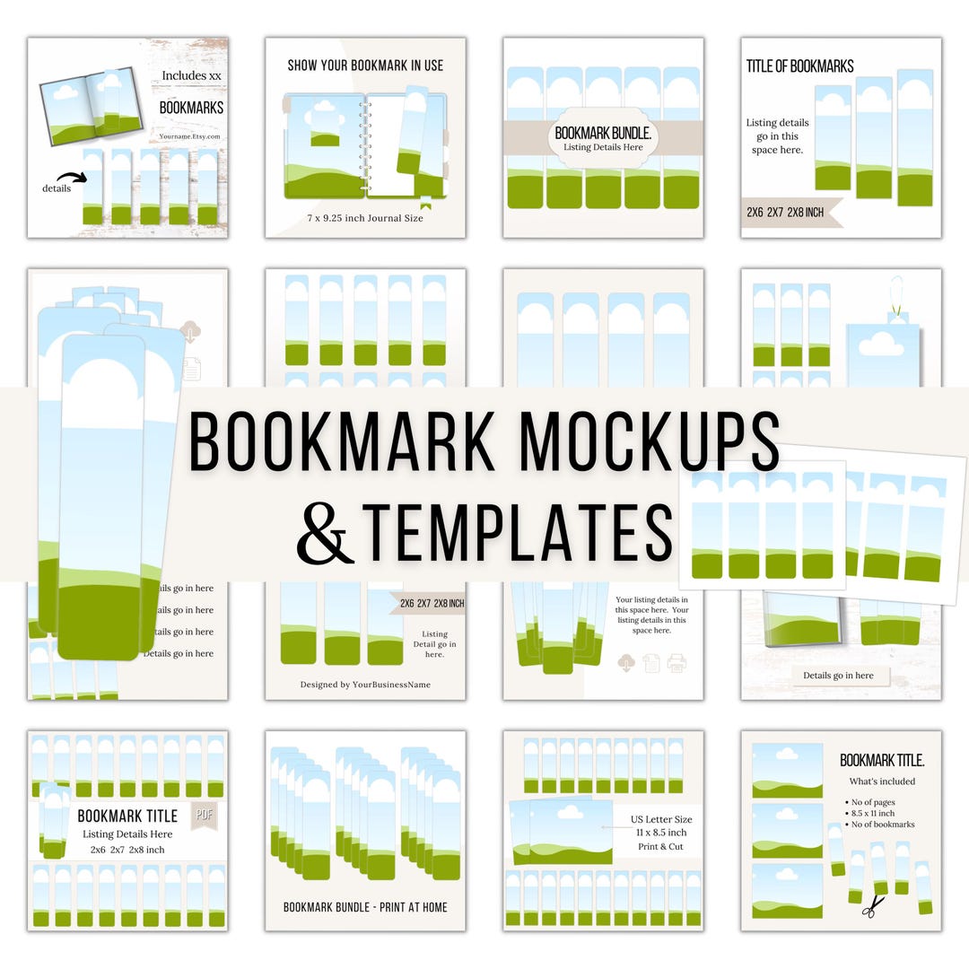 DIY Bookmark Templates, Printable Bookmark Mock Ups, Editable Canva ...