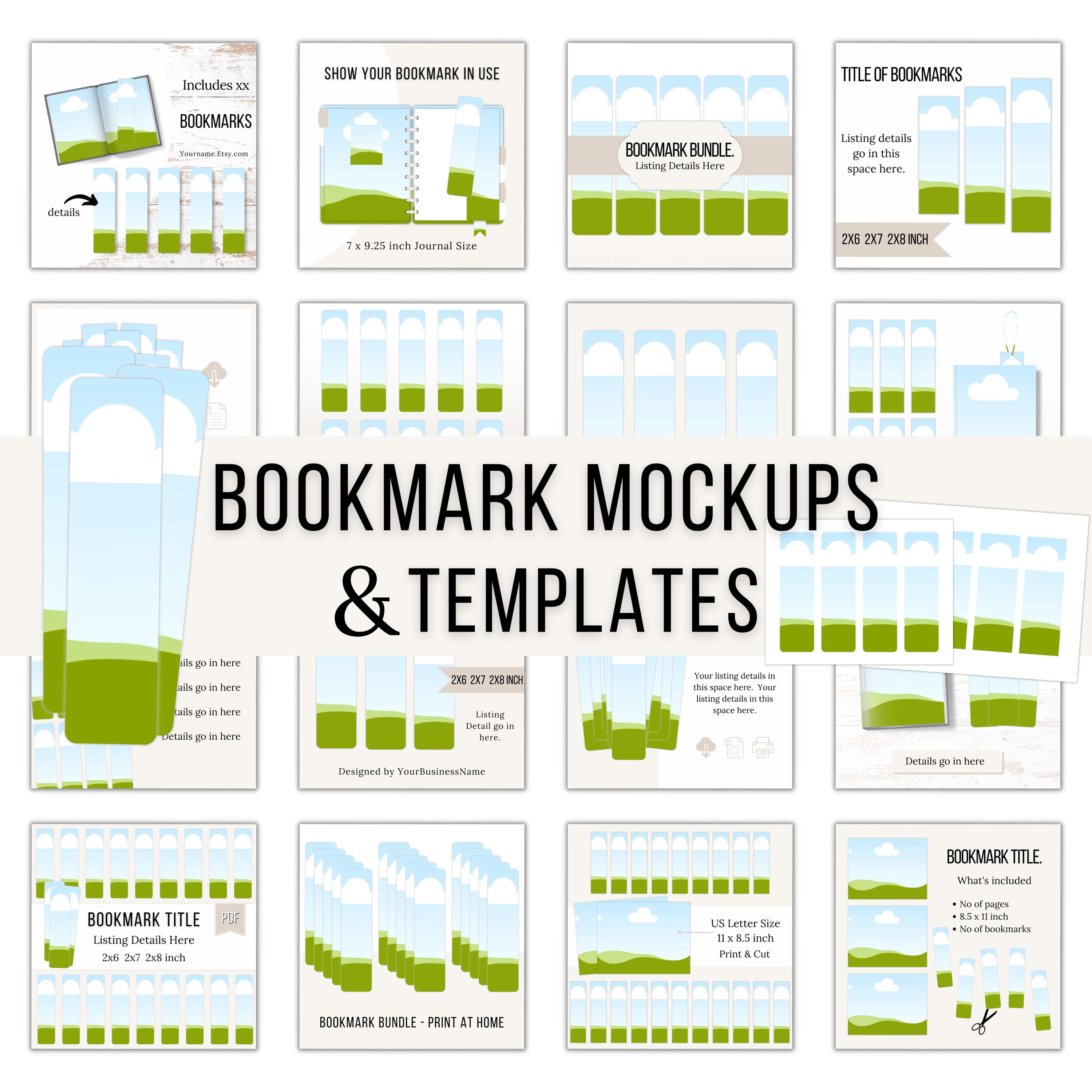 DIY Bookmark Templates, Printable Bookmark Mock Ups, Editable Canva ...