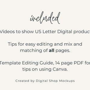 Included in the video mockup template bundle are 4 videos, tips for editing the video templates, and a  Template Editing Guide 14 page PDF.